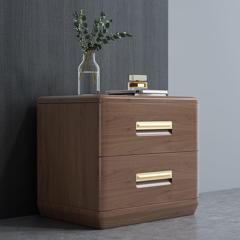 CSP1德式胡桃木实木床头柜多功能卧室简约现代储物柜厂家放价