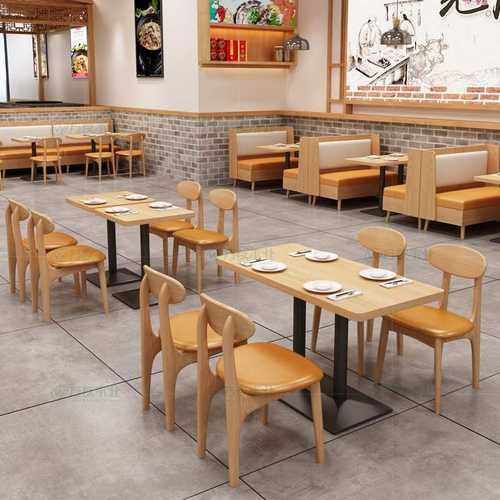 主题餐厅靠墙卡座沙发奶茶小吃烧烤店快餐店中式实木桌椅组合商用