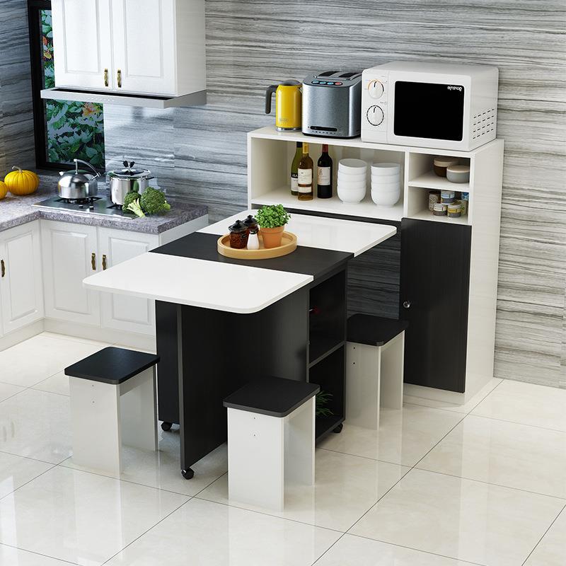 现代简约折叠餐桌家用小户型边柜组合多功能可伸缩简易长方形餐桌