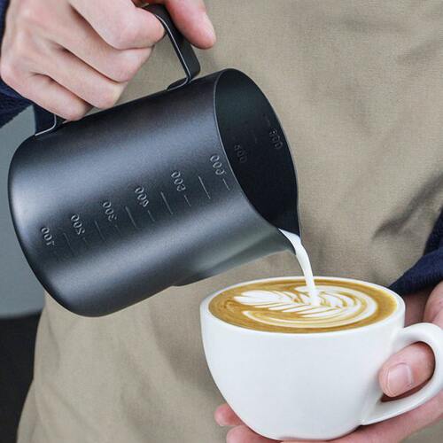 COFFEE JAZZ 特氟龙不锈钢咖啡专业压纹尖嘴拉花缸打奶泡带刻度杯