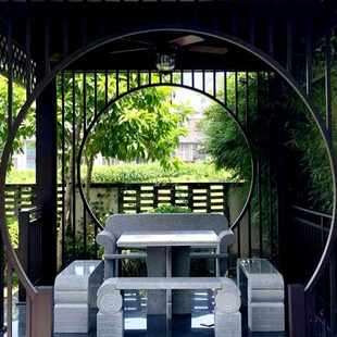 户外阳台石台大理石庭院花园家用石桌石凳子仿古公园景观石头桌椅