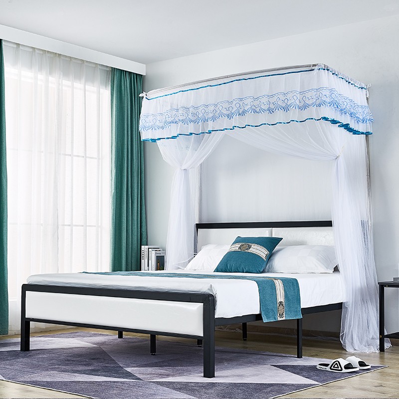 2021新款ug型伸缩蚊帐家用免安装导轨落地支架折叠1.5m1.8米公主