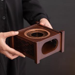 方鼎竹制温茶炉蜡烛加热暖茶器保温底座家用茶室复古温茶台煮茶炉