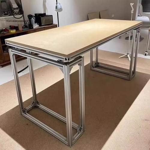 工业风海洋板工作书桌子现代电脑桌实木大板桌铝型材长方形办公桌