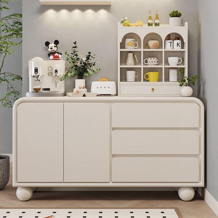 奶油风实木餐边柜家用高级储物柜一体靠墙化妆台小型卧室客厅斗柜