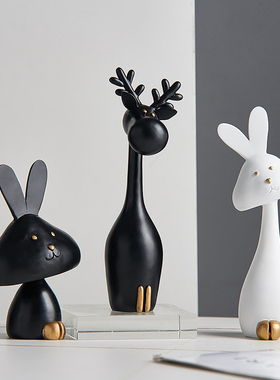 酒柜装饰a品兔子摆件轻奢创意摆设家用书架书柜书房柜子现代简约