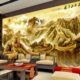 中式 3d立体电视背景墙纸国画万里长城山水风景壁纸迎客松壁画墙布