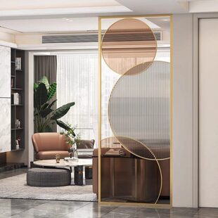 轻奢不锈钢屏风客厅入户门艺术玻璃镂空遮挡洗漱台卫生间半墙隔断
