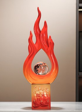 新中式红红火火摆件客厅玄v关电视柜店铺前台办公装饰开业乔迁礼