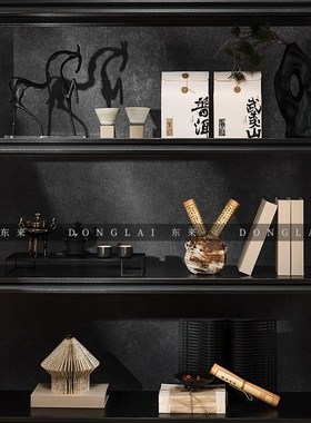 新中式样板间摆件创意客厅电视柜摆设书房书柜陈设V售楼处软装饰