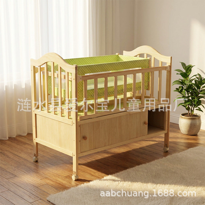 现货可移动婴儿床实木多功能新生儿宝宝摇篮床可拼接大床带抽屉