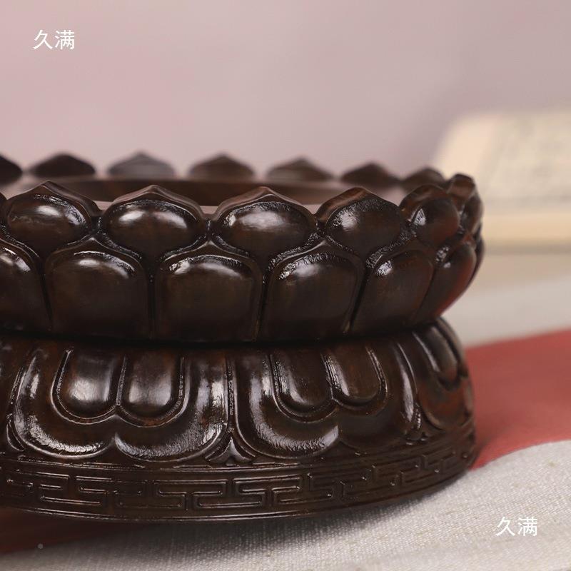 底黑檀木旋转可底麦太保座实木雕刻水凹晶球摆件葫芦蛋雕奇石头面