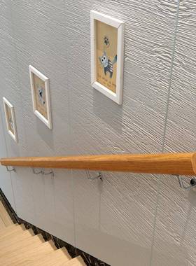 靠墙楼梯式扶手实木木欧家用幼FTS儿园老人室内别墅阁防滑扶楼手