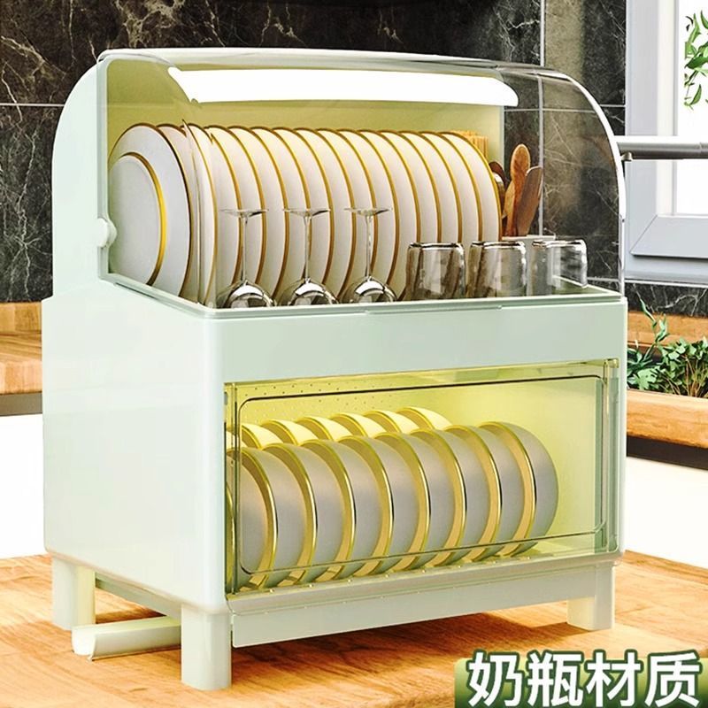 家用厨房双层碗柜台面碗筷收纳盒塑料装餐具碟盘沥水收纳架置物架