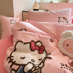 三丽鸥纯棉床上四件套100全棉儿童床品夏季被套床单人床笠三件套4