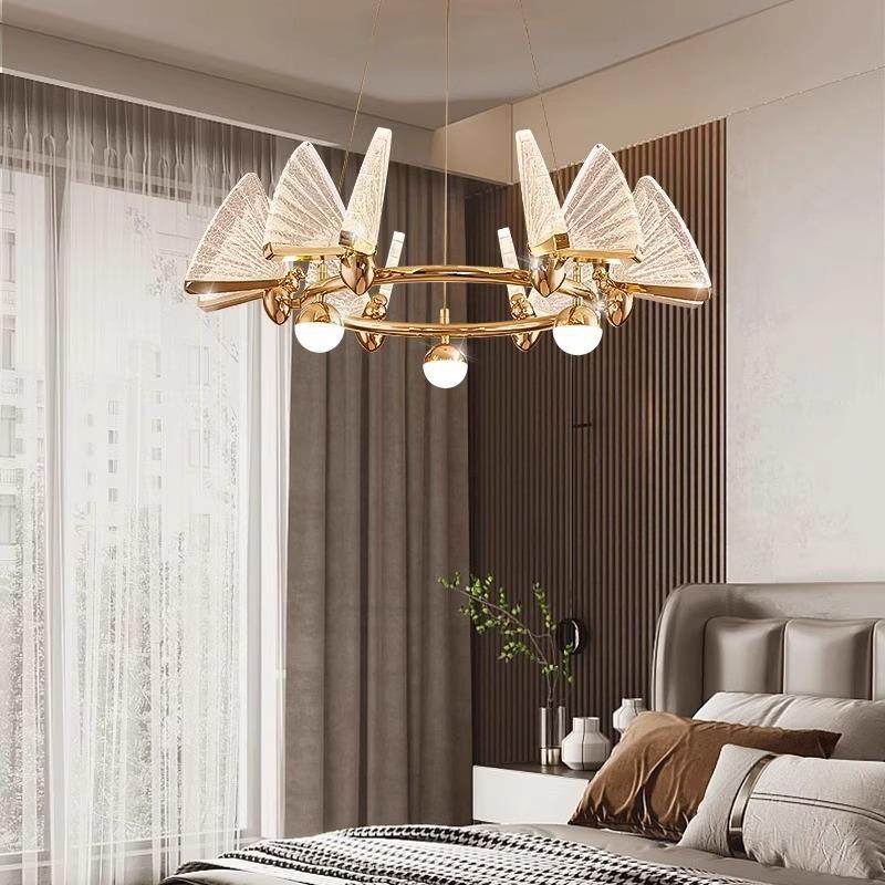 跨吊境轻国外红款蝴蝶客厅灯奢卧室样网741板房主灯设计师款中山