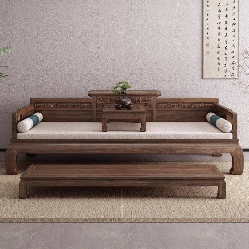 2025新中式胡桃木实木罗汉床客厅家具小户型书房卧榻沙发床罗汉塌