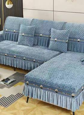 轻奢纯色雪尼尔四季通用简加约沙垫一整套组合防型滑沙pxx10037发