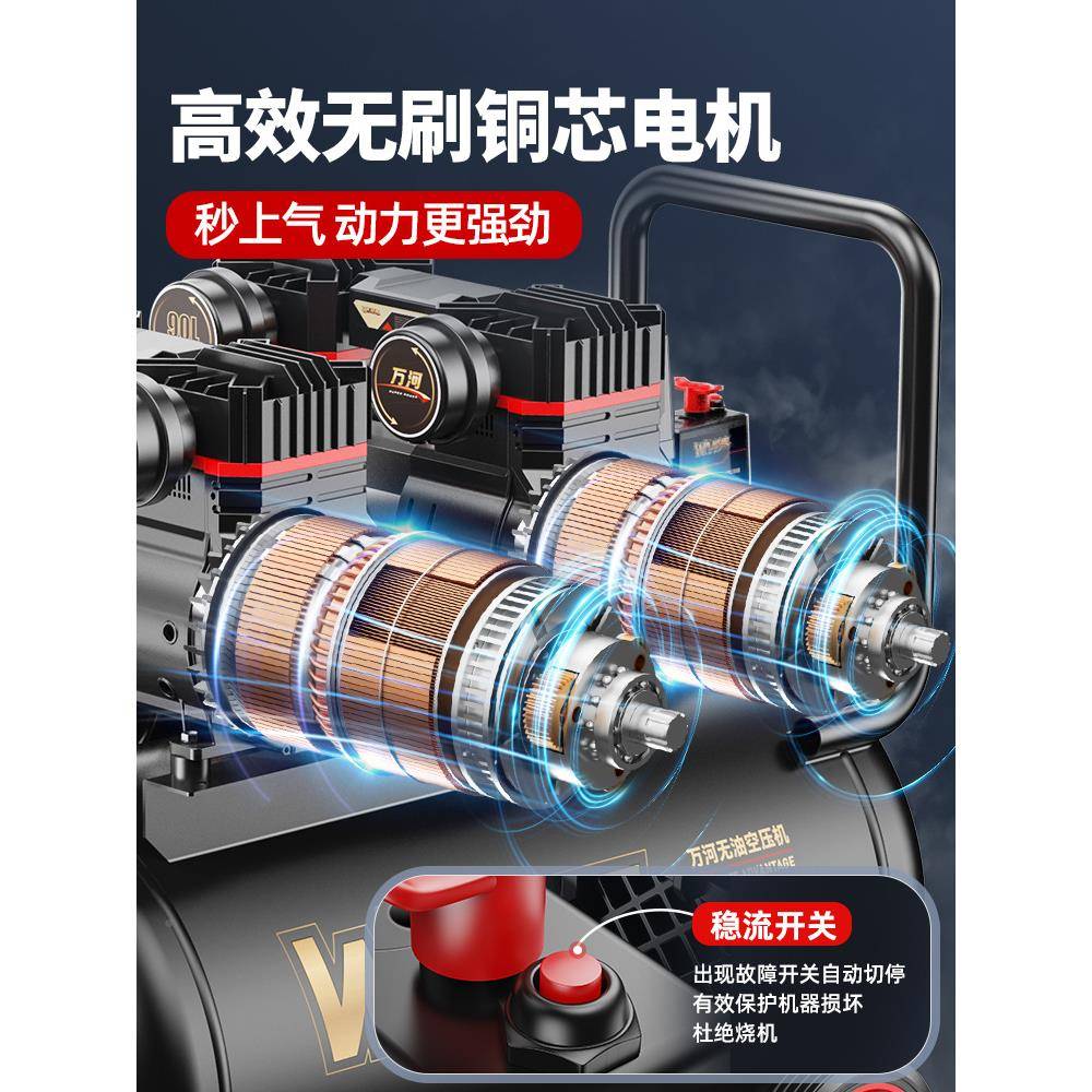 压机充气泵小型202v空便携式工业级压木工静音高打KYJ-1990气泵空