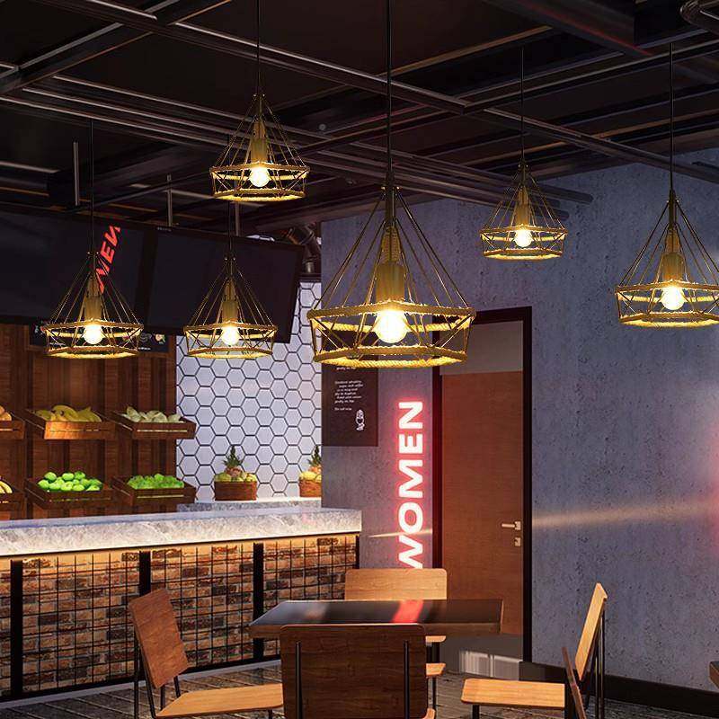 麻绳复古灯工吊烧业铁艺餐厅酒吧服装风烤店复古装饰店铺237商用,家装灯饰光源,智能吊灯,淘宝优惠券,粉丝福利购,淘宝优惠卷