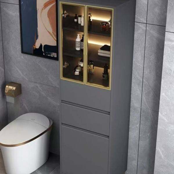 实木浴室边柜落地窄侧高柜储物立柜收纳防水置物架客厅夹缝卫生间