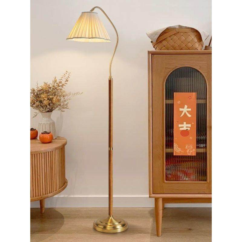 中古落地灯默认项法式复古奶厅客卧室床头式台灯日油式百褶立落地