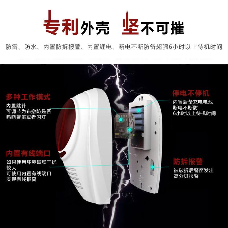 现场YL器防盗警商铺家用红外线防盗器号无线智能声光报警喇叭主机