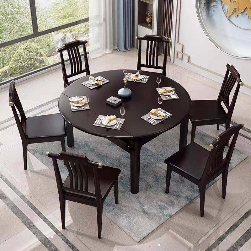 新式桌椅组全实木方LJ-LYSJ-圆两用伸合缩家用圆形大中小户型餐橡