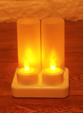 W12W充电蜡烛灯塑料12座LEDl电子饰蜡烛装蜡烛灯ed充电烛灯光灯