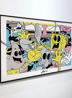 Bros20211012珍版画2藏025新款装饰画海绵宝宝潮流儿童房间o卧挂