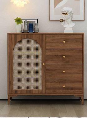 藤OWE储编餐边柜现风代简约物置物柜茶客厅水酒柜玄关柜宅寂黑色