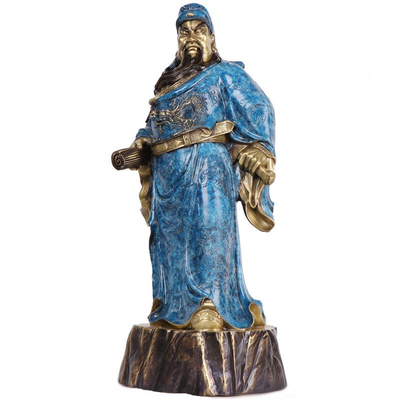 铜烧色关公文德武关公摆件立家居工威艺装0117饰品