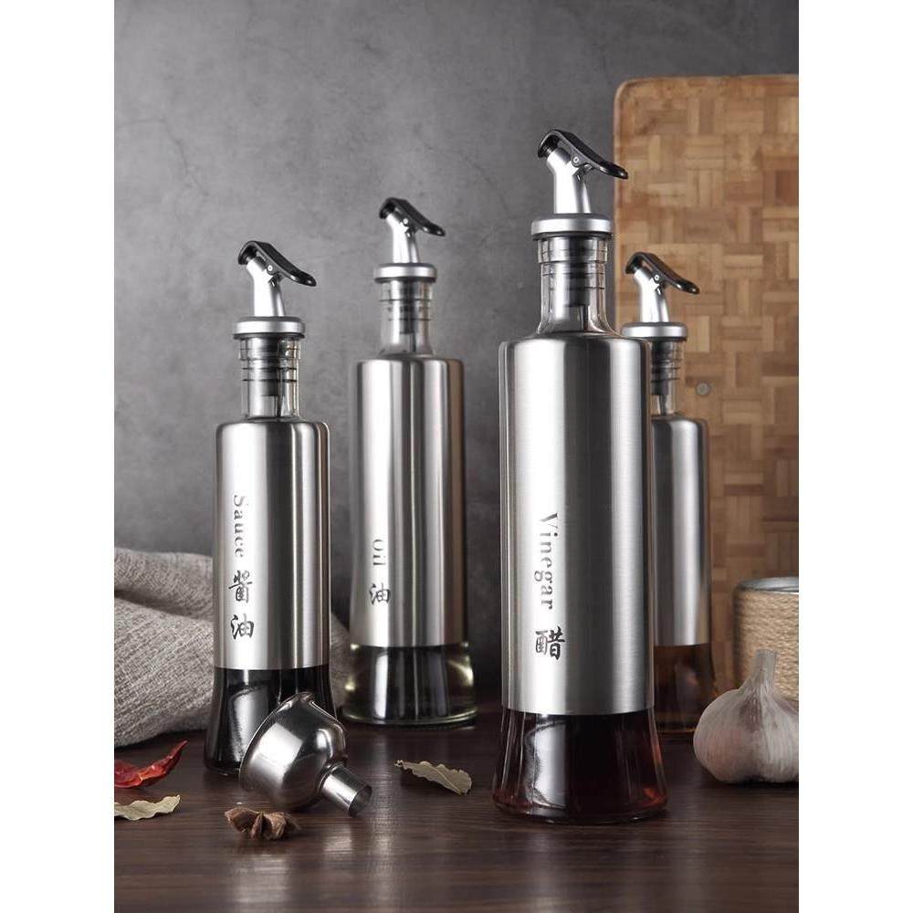 油壶酱油瓶10028118壸油不挂壶德用玻璃油瓶不油锈钢料瓶醋瓶调调