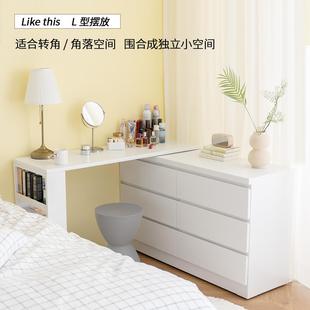 5V信工钢制QEE台新款梳妆台斗柜一0体桌4cm伸缩奶油风卧室化妆床