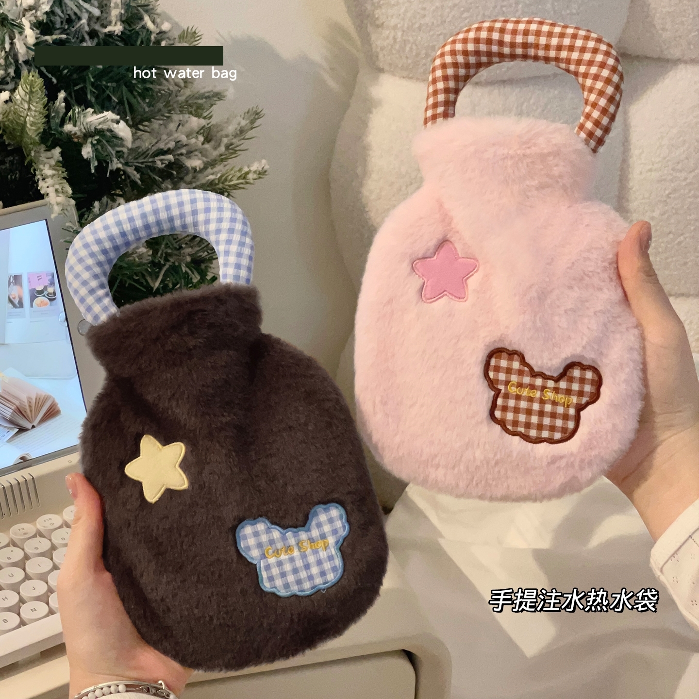 暖水袋热水袋注水暖肚子暖手宝学生敷肚子可爱毛绒热敷便携多功能