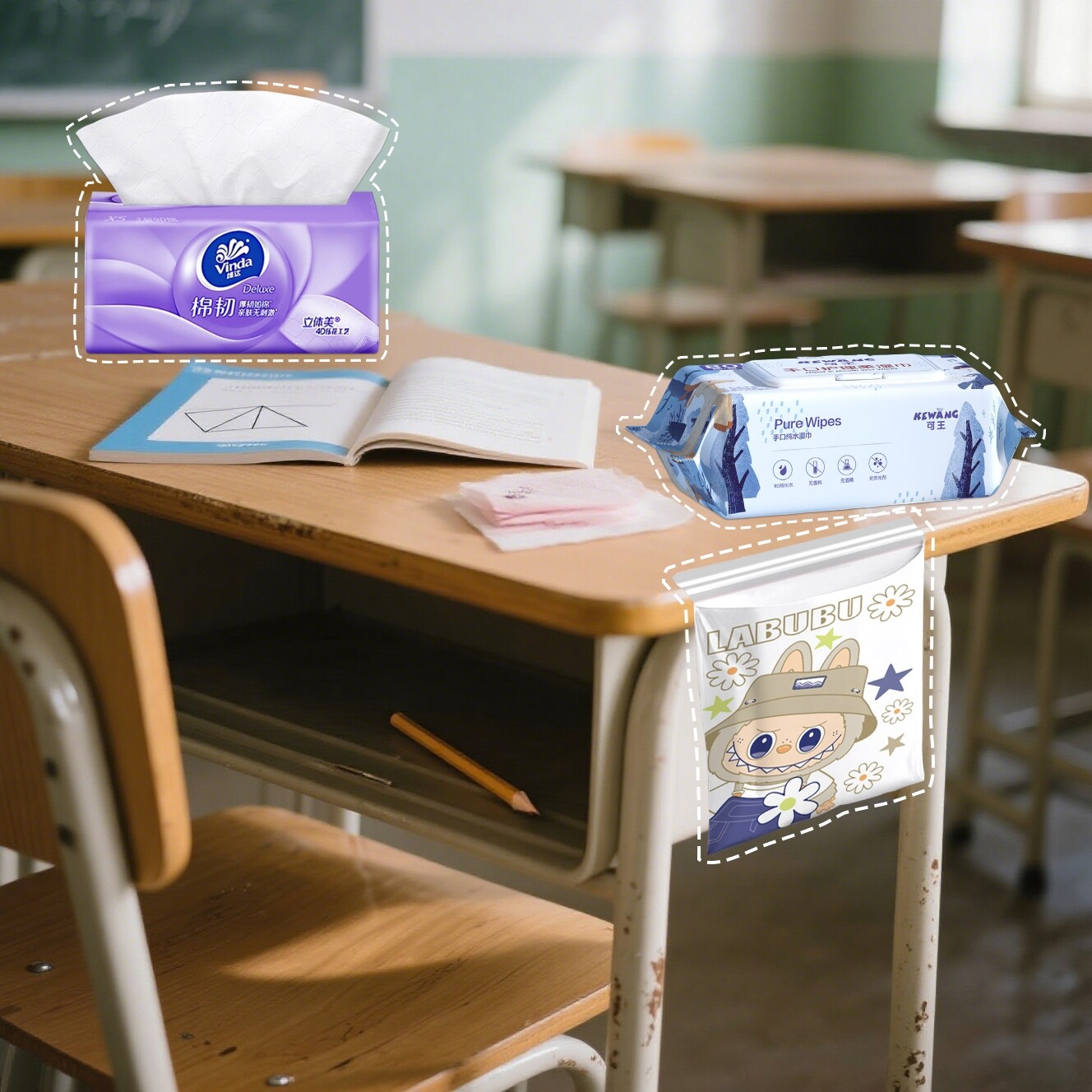 学生专用课桌粘贴式垃圾袋随身自粘垃圾袋不留胶黏贴垃圾袋专用