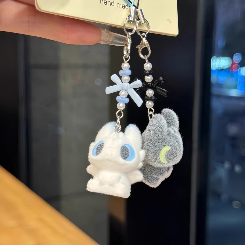 可爱卡通黑白双煞无牙仔个性挂件书包手机钥匙链网红挂饰学生闺蜜