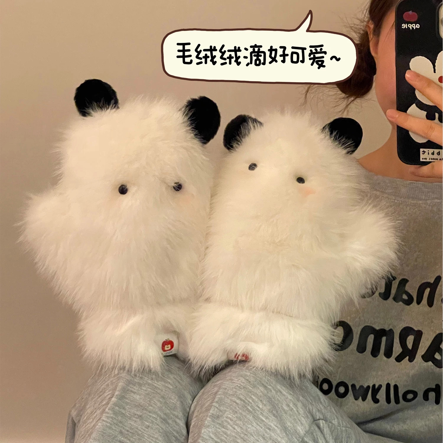 手套女士冬季加厚保暖骑行防风防寒可爱加绒学生五指全包连指挂脖