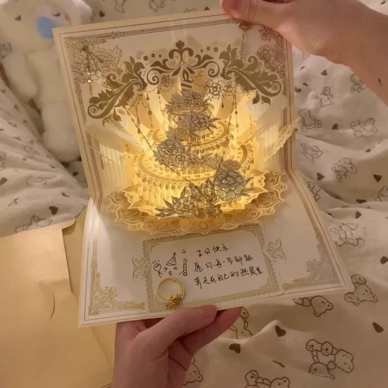 生日贺卡礼物纸雕手工精致立体音乐高级感创意祝福送恋人男女朋友