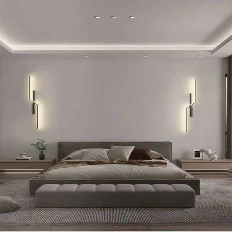 现代简约长条壁灯极简卧室客厅栅格灯沙发电视背景装饰灯