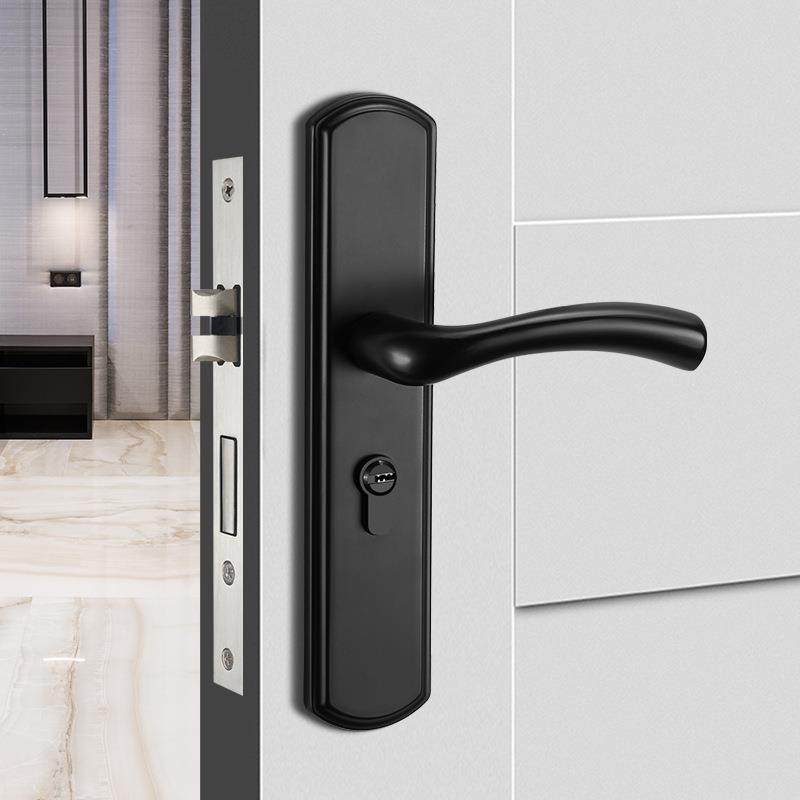 卧室门锁室内家用房间锁具木门把手金色手柄老式通用型免改孔新款