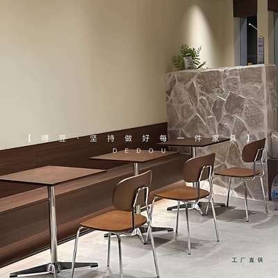 咖啡厅桌椅海洋板桌子甜品糖水韩式餐厅商用餐桌复古酒馆实木方桌