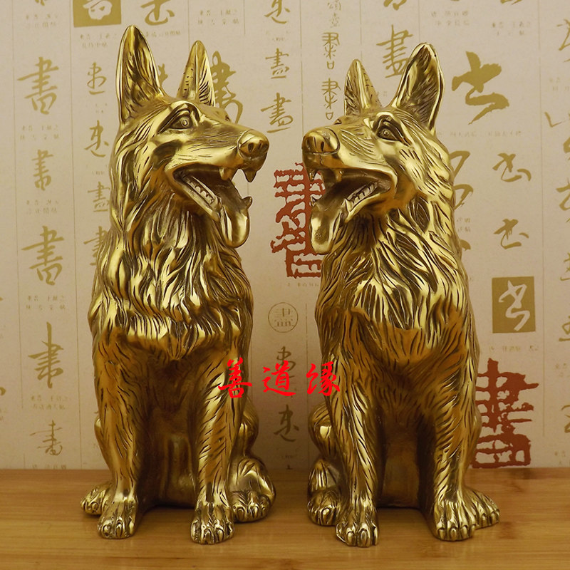 特大号纯铜狗铜狗黄铜狼狗招财狗B旺财狗生肖狗工艺品摆设摆件一
