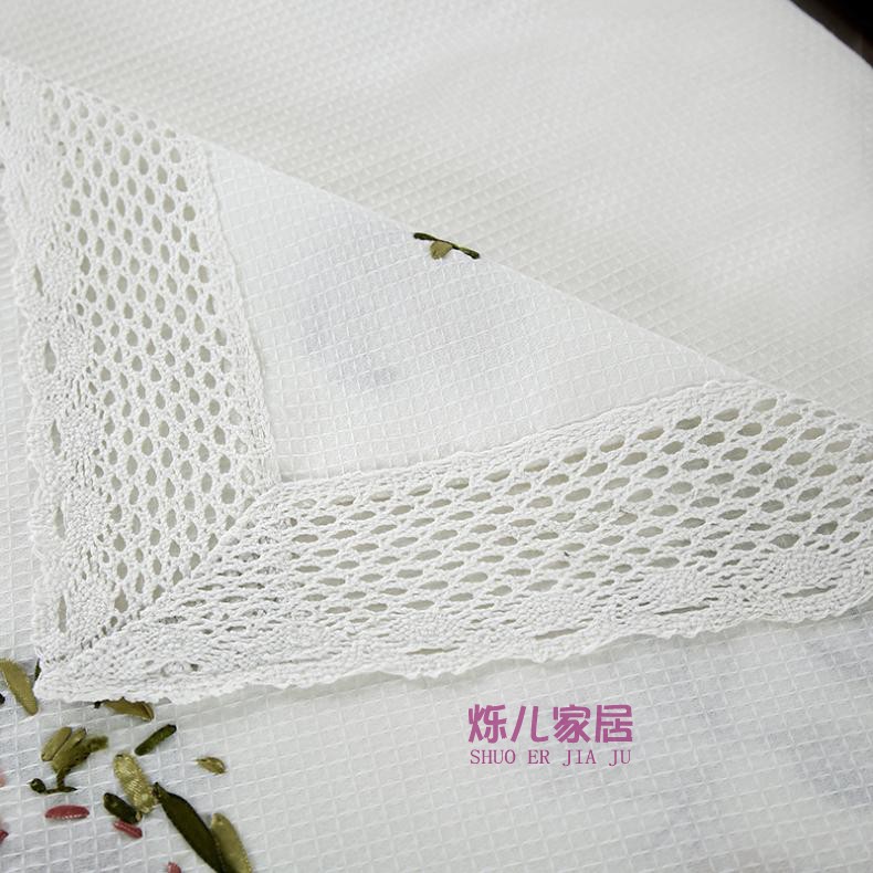 沙发巾靠背巾盖布刺绣丝带绣花沙发布后背巾布艺防尘扶手盖巾白色