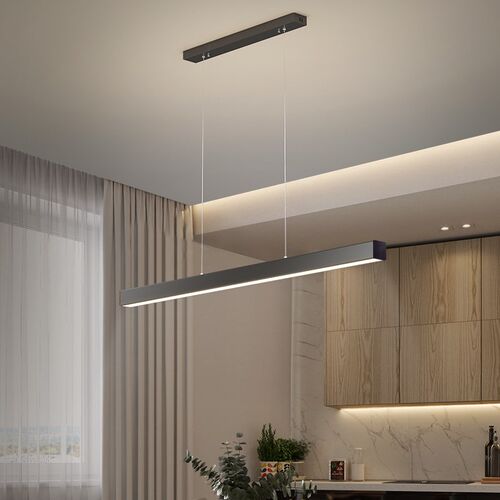 新款极简餐桌一字吊灯长条餐厅网红C现代简约吧台长方形饭厅灯家