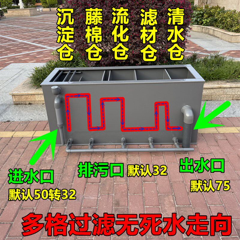 新款鱼池流化床过滤盒带沉淀干湿分D离PP生态锦鲤鱼池鱼箱过滤系