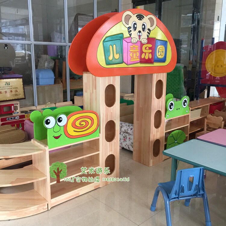 店主推荐款儿童j乐园组合柜幼儿园区角实木松木转角两边通中空柜