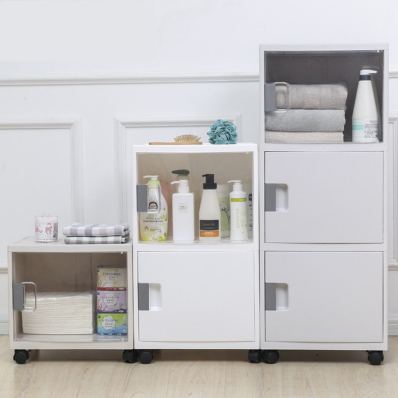 40宽26深浴室收纳柜 前开式收纳箱厕所防水柜 桌T面塑料储物柜家
