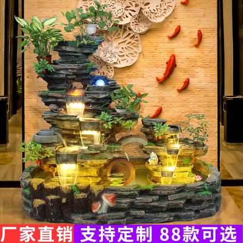 假山流水喷泉鱼缸循环水景客x厅玄关办公室装饰摆件乔迁开业送礼