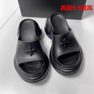 2025夏季新款厚底拖鞋女外x穿黑色十字花高跟坡跟松糕增高一字凉